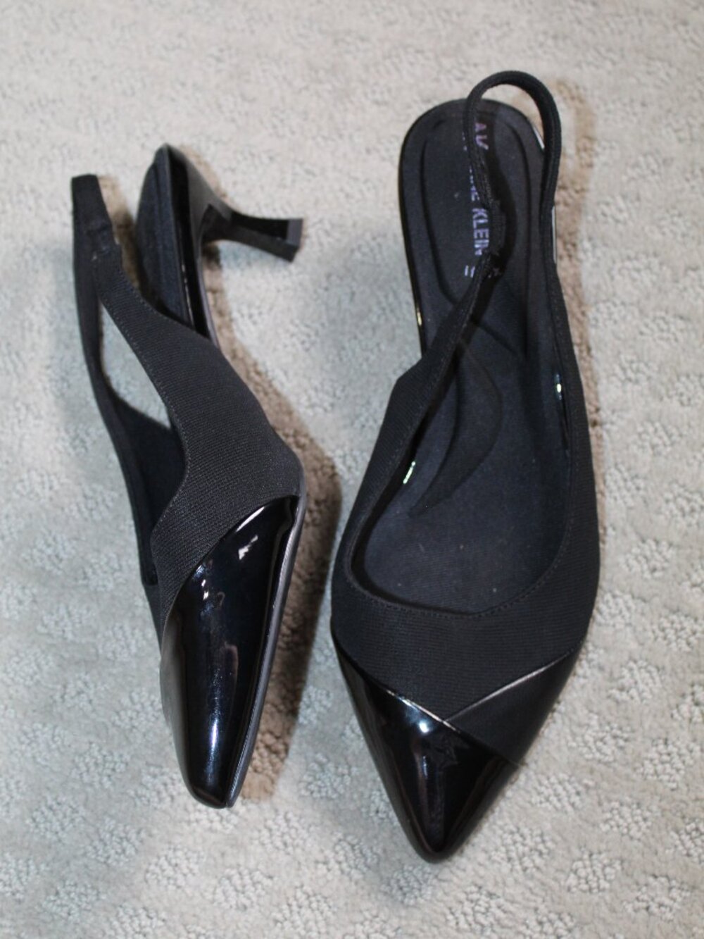 NWOT Anne Klein Size 9.5 Black Slingback Kitten Heels